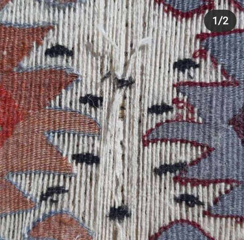 Avant Restauration Tapis Kilim Turc endommagé