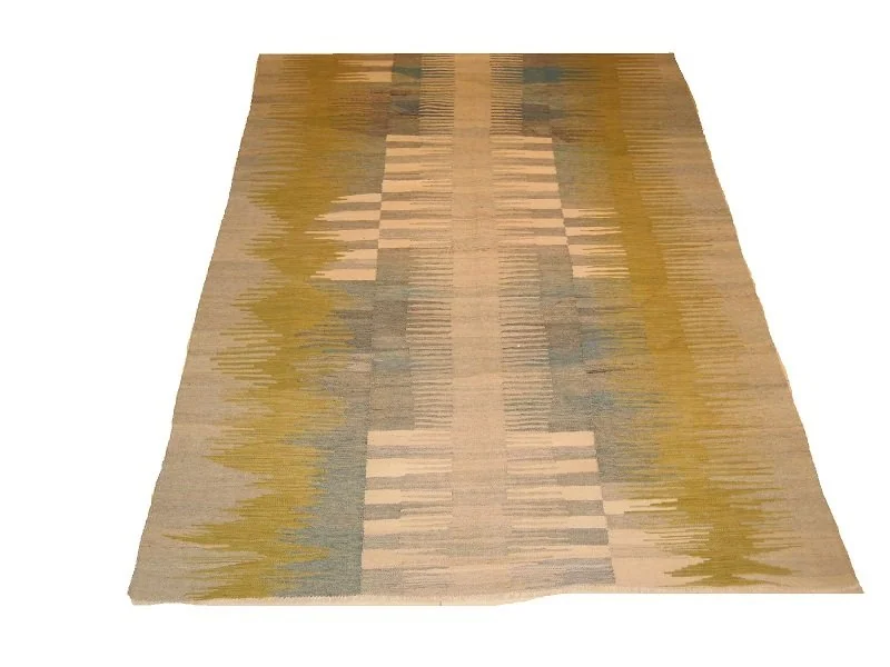 Kilim contemporain fait main. Design moderne et magnifique avec motifs abstraits, utilisant exclusivement des couleurs naturelles.